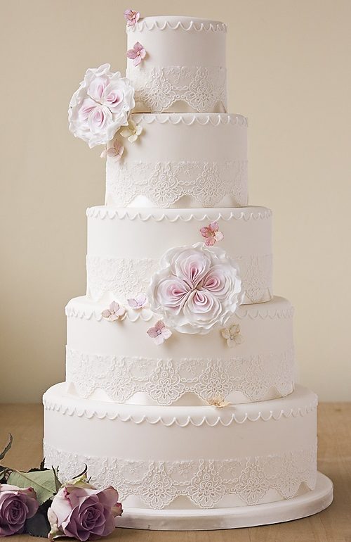 large ivory wedding cake