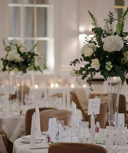 white wedding table setting