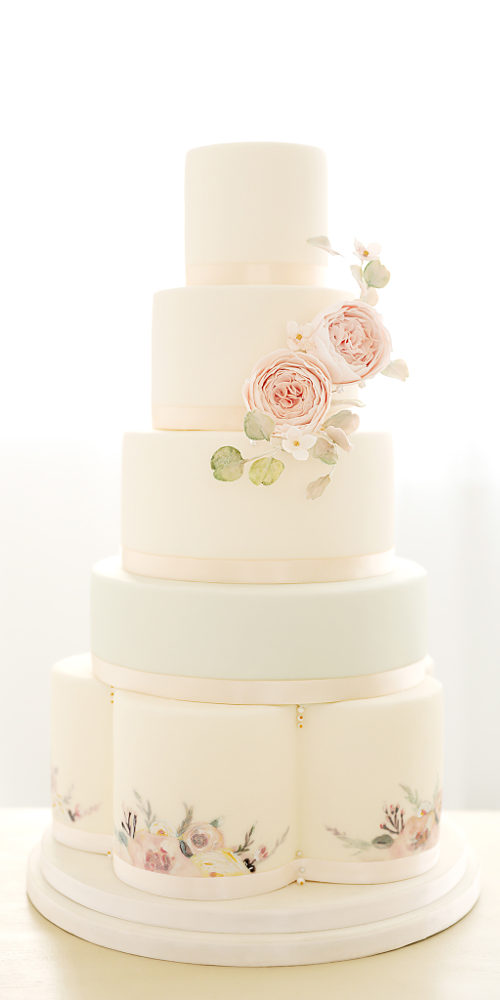 Floral Five Tier Wedding Cake