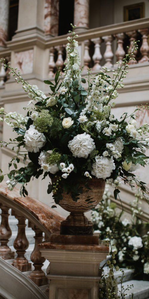 Staircase White Wedding Flowers