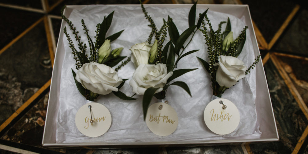White Flower Wedding Buttonholes